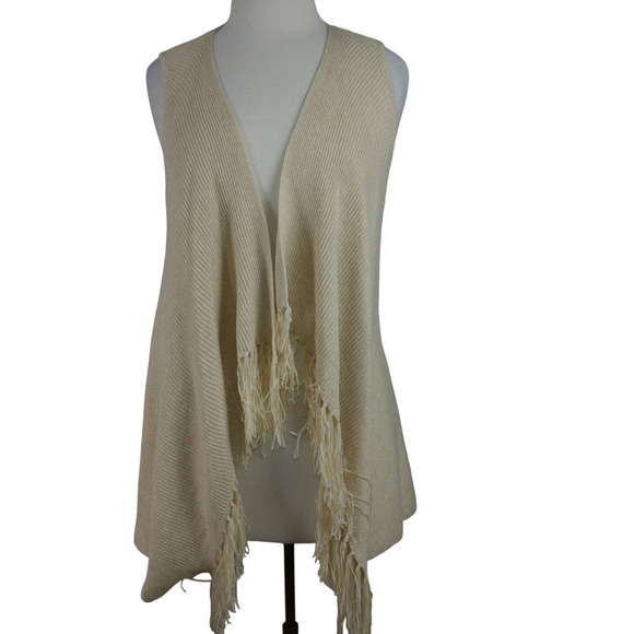 Lilly Pulitzer Sweater Vest Fringe Tassel Gold Metallic Size Small EUC - Picture 2 of 8